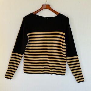 Who What Wear Black and Tan Striped Sweater